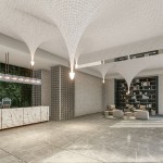 走入建築大廳，漣漪造型的曲面湖頂串連映入眼簾，彷彿反重力一般的漣漪水滴，弧形曲面的造型天花，讓整個(gè)空間昇華成一件藝術(shù)精品。