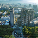 延伸開(kāi)闢的「樂(lè)業(yè)一路」引入東光園道的綠意，串聯(lián)城市脈絡(luò)，以「縫合」意象將社區(qū)融入在地生活紋理之中。