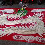 奉於寺廟內(nèi)，農(nóng)友用自家香米堆疊出的一尾神龍。