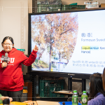 下半堂進行楓香果實手作課，透過老師的專業(yè)介紹下，了解大自然裡的生態(tài)與奧秘。